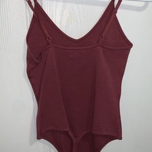 Mauve/maroon thong bodysuit